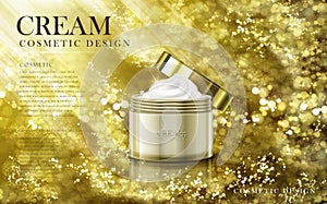 Golden cosmetic cream photo