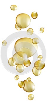 Golden cosmetic serum bubble. Realistic collagen essence