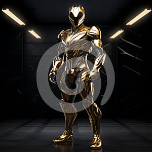 Golden Costume: Futuristic Sci-fi Aesthetic For Superheroes