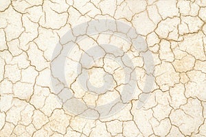 Golden Cracked desert soil. Arid climate. Dry dewatered sandy ground. Abstract texture or background. Horizontal format