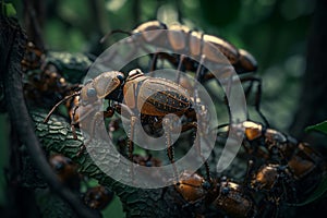 Golden creepy bugs insect. Generate ai