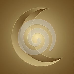 Golden crescent new moon silhouette icon. Astranomy nature weather scene EPS 10 vector illustration isolated on a transparent