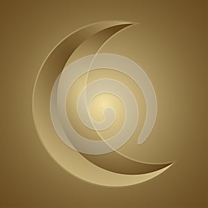 Golden crescent new moon silhouette icon. Astranomy nature weather scene EPS 10 vector illustration isolated on a transparent photo