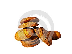 Golden crispy crackers stacked high, topped with coarse sugar