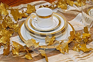 Golden crockery