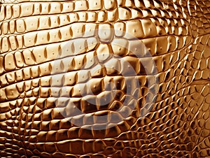 Golden crocodile or reptile leather texture