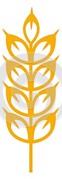 Golden crop ear icon. Harvest symbol. Natural sign