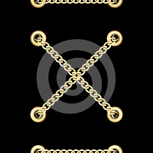 Golden Cross Chains with Metal Eyelets Seamless Pattern.