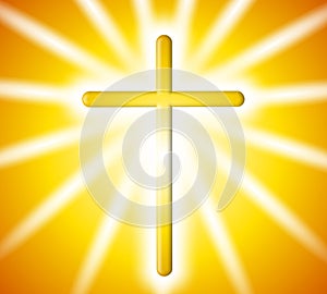 Golden Cross Light Rays Background