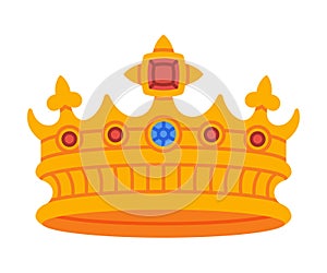 Golden Crown as Royal and Monarch Symbol Vector Illustration