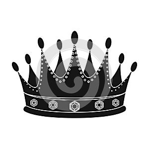 Golden crown with diamonds the winner of the beauty contest.Awards and trophies single icon in black style vector symbol