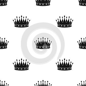 Golden crown with diamonds the winner of the beauty contest.Awards and trophies single icon in black style vector symbol