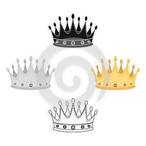 Golden crown with diamonds the winner of the beauty contest.Awards and trophies single icon in cartoon,black style