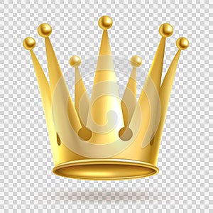 Golden crown. Elegant gold metal royal crowning on transparent background vector realistic illustration photo