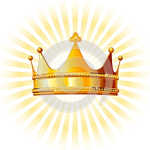 Golden crown on glowing background