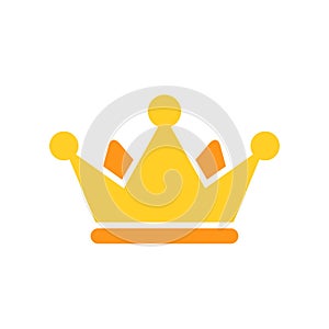 Golden crown icon in flat style isolated on white