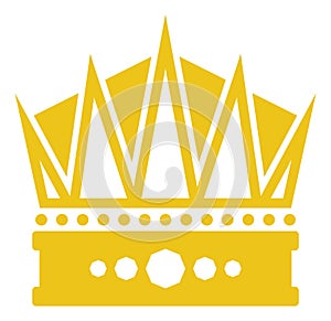 Golden crown icon. Royal sign. King or queen symbol