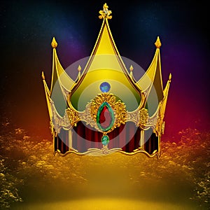 Golden crown isolated transparent background