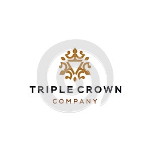 Golden crown logo icon. King queen symbol elegant logo vector icon line, Luxurious royal ornament for business