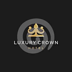 Golden crown logo icon. King queen symbol elegant logo vector icon line, Luxurious royal ornament for business