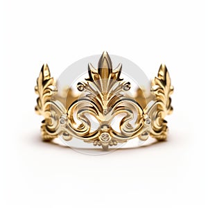 Golden Crown Ring - Ornate Design Inspired By Rococo Frivolity