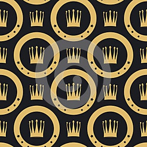 Golden crown seamless pattern