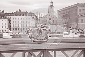 Golden Crown on Skeppsholm Bridge - Skeppsholmsbron; Stockholm;