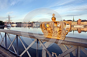 Golden Crown on a Skeppsholmsbron bridge