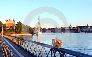 Golden Crown on a Skeppsholmsbron bridge