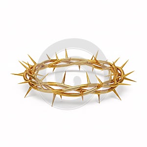 A golden crown of thorns with sharp spikes, made of interwoven branches