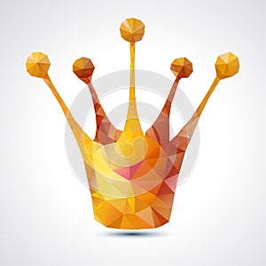 Golden crown triangle symbol - vector illustration