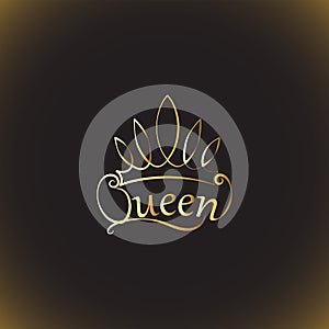 Golden crown and the words Queen.