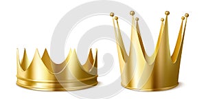 Golden crowns for king or queen crowning headdress photo