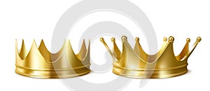 Golden crowns for king or queen crowning headdress photo