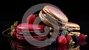 Golden Crust Macarons With Fresh Berries: High-end Photography