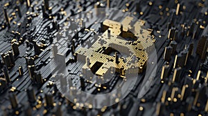 Golden Cryptocurrency: Bitcoin Symbol in 3D