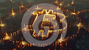 Golden Cryptocurrency: Bitcoin Symbol in 3D