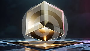 Golden Cube Abstract Concept