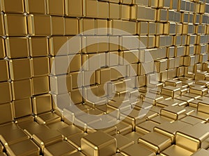 Golden cubes abstract