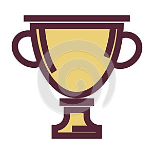 Golden cup, award or trophy isolated icon, achievement