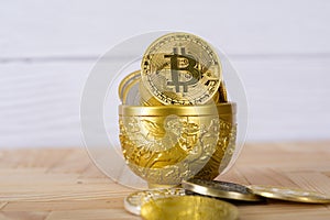 Bitcoins cryptocurrency concept. photo