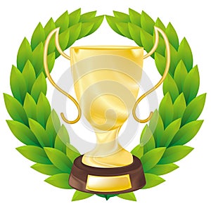 Golden cup with a laureate wreath