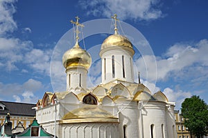 Golden Cupolas of Trinity Cathedral with St. Nikon Church