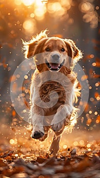 Golden Curls and Fiery Wings: An Adorable Dog\'s Joyful Adventure