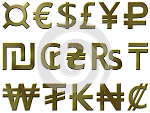 Golden currency symbols 1