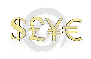 Golden currency symbols