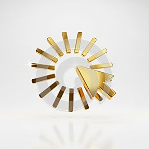 Golden Cursor Icon and Loading Spinner on White Background mouse pointer
