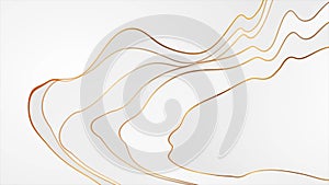 Golden curved wavy lines abstract geometric minimal motion background