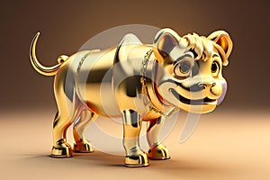 Golden cute bull 3d rendered, showing divergence in crypto market, bitcoin