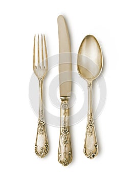 Golden cutlery set